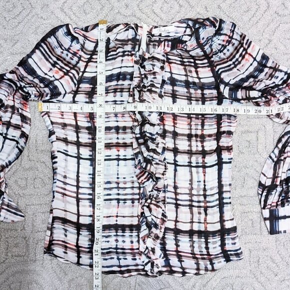 Parker Silk abstract pattern jabea ruffle collar blouse size XS @Z - Picture 6 of 10